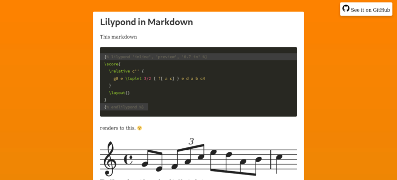 Lilypond in Markdown screenshot